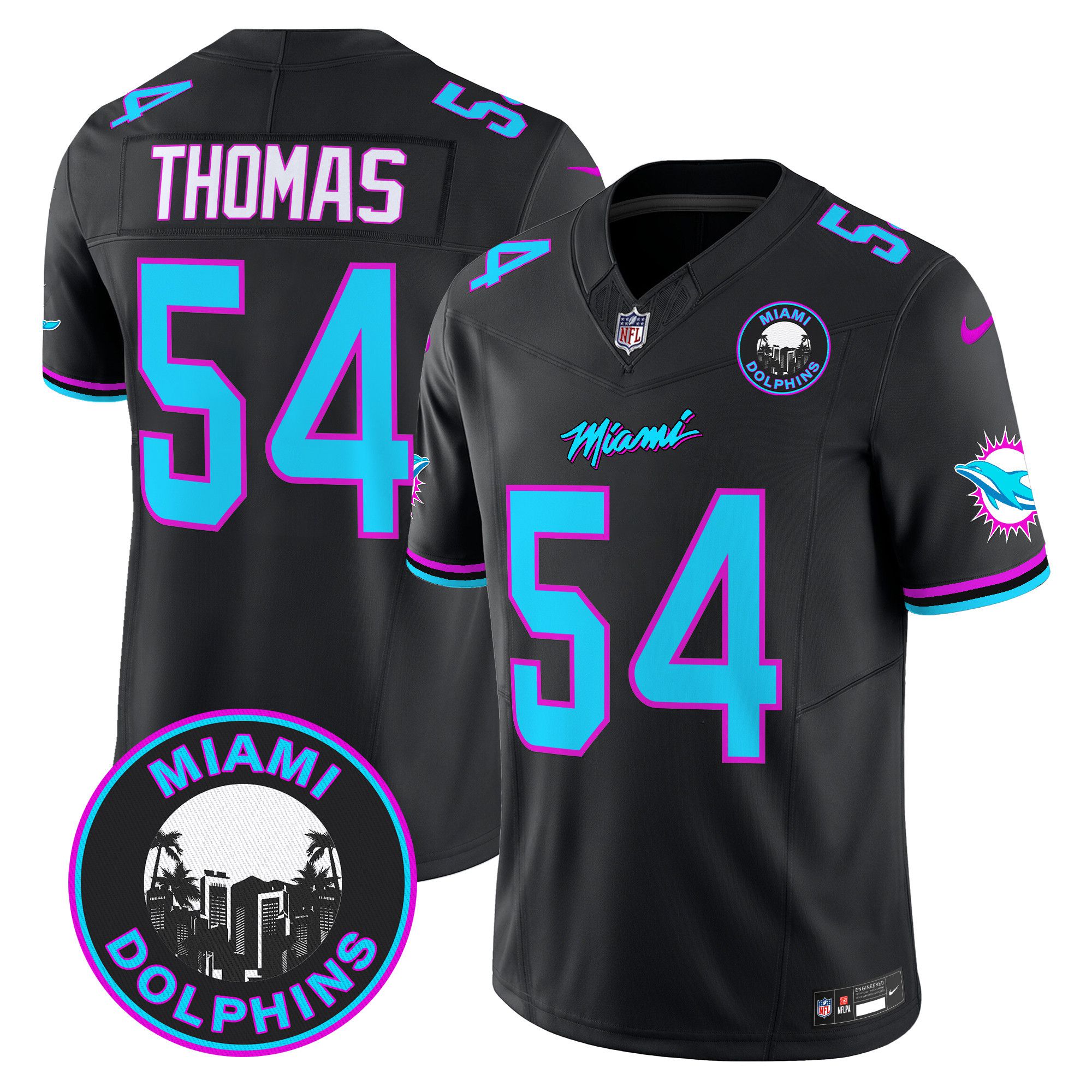 Men Miami Dolphins #54 Thomas Black 2024 Nike Vapor Limited NFL Jersey style 1